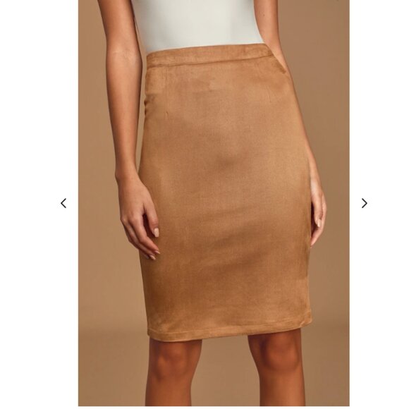 Superpower Tan Suede Pencil Skirt - Picture 4 of 9